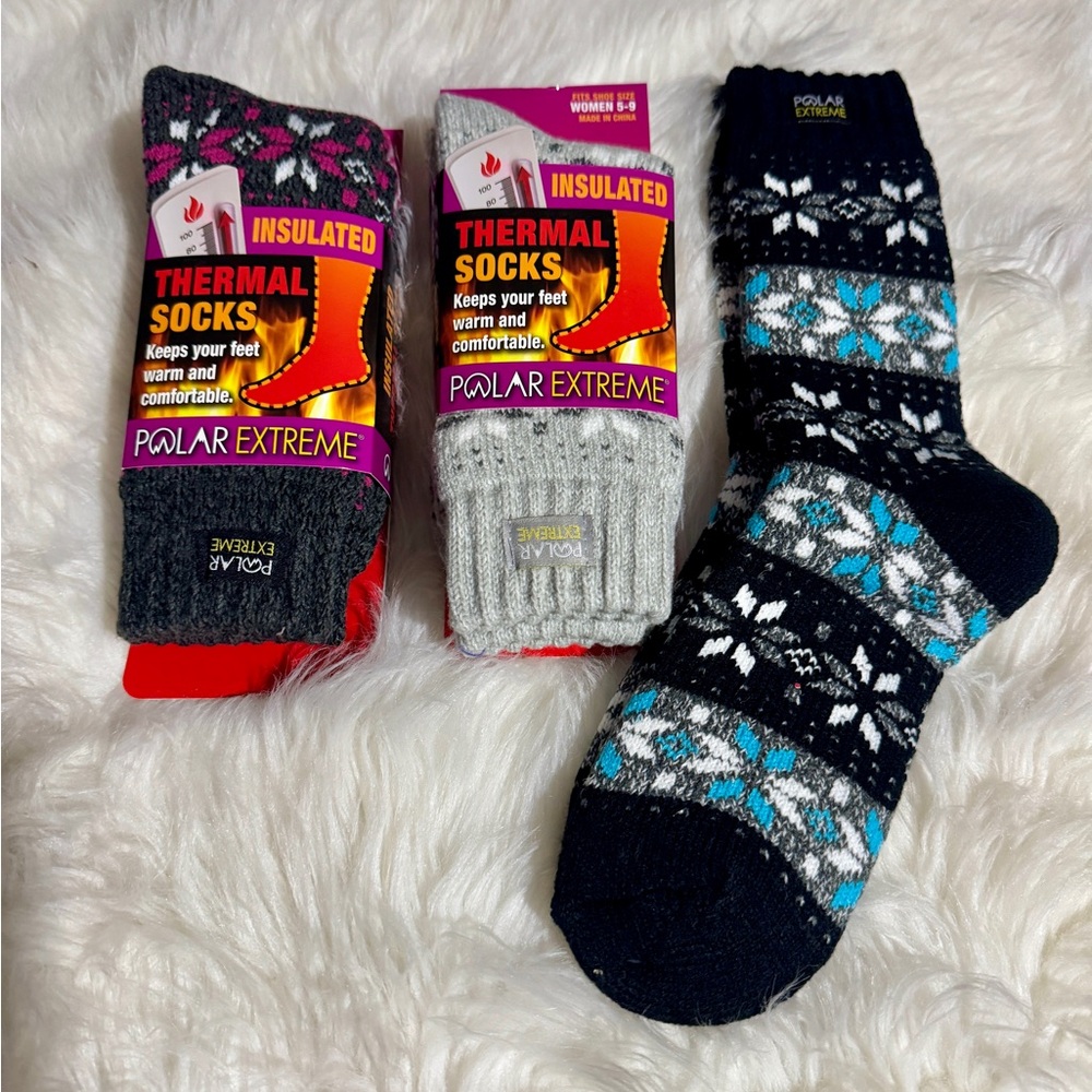Polar Extreme Women's Insulated Thermal Socks - Black, Gray,Charcoal